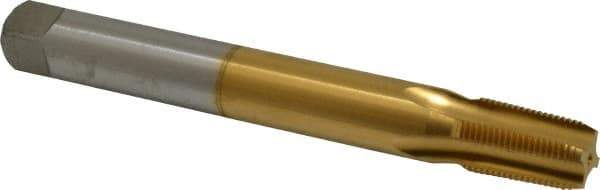 Hertel - 3/8-18 NPT, 4 Flute, Plug Chamfer, TiN Finish, High Speed Steel, Extension Pipe Tap - 6" OAL, 0.7" Shank Diam, 1-1/16" Thread Length - Apex Tool & Supply