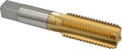 Hertel - M24x3.00 Metric Coarse 6H 4 Flute TiN Finish High Speed Steel Straight Flute Standard Hand Tap - Bottoming, Right Hand Thread, 4-29/32" OAL, 2-7/32" Thread Length, D8 Limit, Oversize - Apex Tool & Supply