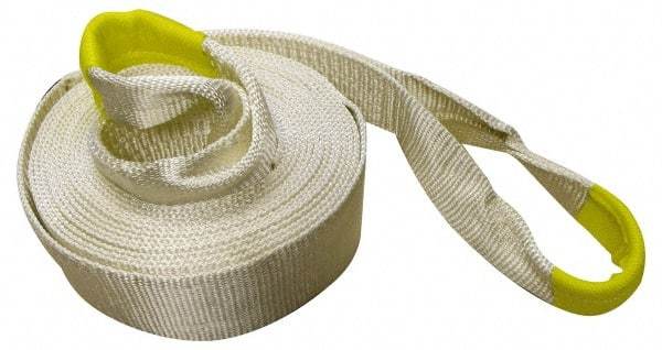 Erickson Manufacturing - 30' Long x 3" Wide, 27,000 Lb Basket Capacity, Polyester Web Sling - White, with Loop Ends - Apex Tool & Supply