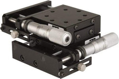 Parker - 62 Lb. Capacity, 10-32 Mount Hole, 1" Travel, Precision Ball Bearing Table with Side Drive - X-Y Stage, 8 Mounting Holes, 2.56" Long x 2.62" Wide x 1" High - Apex Tool & Supply