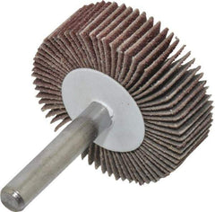 Value Collection - 1-1/2" Diam x 1/2" Face Width, Medium Aluminum Oxide Coated Mounted Flap Wheel - 1/4" Shank Mount, 80 Grit, 30,000 Max RPM - Apex Tool & Supply