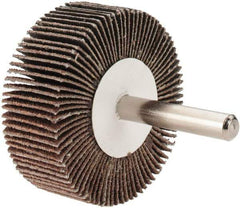 Value Collection - 2" Diam x 3/4" Face Width, Medium Aluminum Oxide Coated Mounted Flap Wheel - 1/4" Shank Mount, 80 Grit, 25,000 Max RPM - Apex Tool & Supply