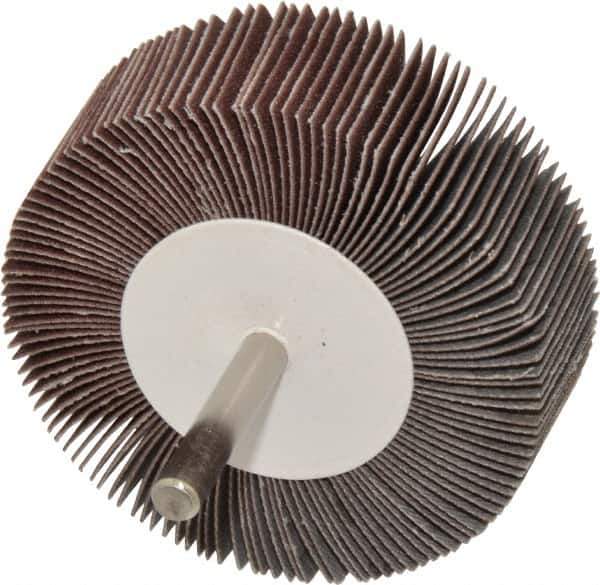 Value Collection - 3" Diam x 1" Face Width, Very Fine Aluminum Oxide Coated Mounted Flap Wheel - 1/4" Shank Mount, 180 Grit, 20,000 Max RPM - Apex Tool & Supply