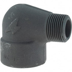 Made in USA - Size 1", Class 3,000, Forged Carbon Steel Black Pipe 90° Street Elbow - 3,000 psi, Threaded End Connection - Apex Tool & Supply