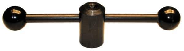 Morton Machine Works - 2 Straight Arms, 1/2-13" Hole, Black Oxide, Tapped Clamping Handle - 1/2" Arm Diam, 1-3/8" Hub Diam, 1-3/8" Ball Diam - Apex Tool & Supply