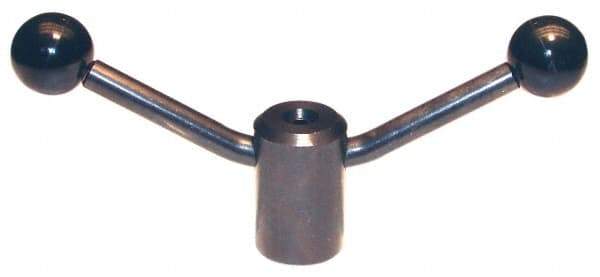 Morton Machine Works - 2 Offset Arms, Black Oxide, Blank Clamping Handle - 1/2" Arm Diam, 1-3/8" Hub Diam, 1-3/8" Ball Diam - Apex Tool & Supply