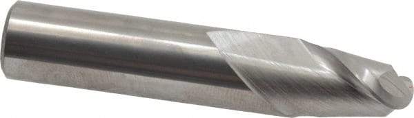 Accupro - 15/32" Diam, 5/8" LOC, 2 Flute Solid Carbide Ball End Mill - Uncoated, Single End, 2-1/2" OAL, 1/2" Shank Diam, Spiral Flute - Apex Tool & Supply
