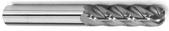 Accupro - 1" Diam, 2" LOC, 4 Flute Solid Carbide Ball End Mill - TiCN Finish, Single End, 6" OAL, 1" Shank Diam, Spiral Flute - Apex Tool & Supply