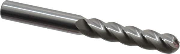 Accupro - 7/16" Diam, 2" LOC, 4 Flute Solid Carbide Ball End Mill - Uncoated, Single End, 4" OAL, 7/16" Shank Diam, Spiral Flute - Apex Tool & Supply