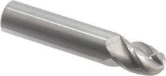 Accupro - 15/32" Diam, 5/8" LOC, 4 Flute Solid Carbide Ball End Mill - Uncoated, Single End, 2-1/2" OAL, 1/2" Shank Diam, Spiral Flute - Apex Tool & Supply