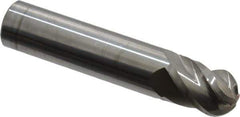 Accupro - 31/64" Diam, 5/8" LOC, 4 Flute Solid Carbide Ball End Mill - Uncoated, Single End, 2-1/2" OAL, 1/2" Shank Diam, Spiral Flute - Apex Tool & Supply
