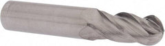 Accupro - 11/16" Diam, 1-1/2" LOC, 4 Flute Solid Carbide Ball End Mill - Uncoated, Single End, 4" OAL, 3/4" Shank Diam, Spiral Flute - Apex Tool & Supply