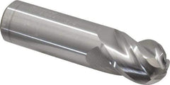 Accupro - 3/4" Diam, 1" LOC, 4 Flute Solid Carbide Ball End Mill - Uncoated, Single End, 3" OAL, 3/4" Shank Diam, Spiral Flute - Apex Tool & Supply