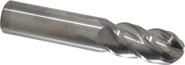 Accupro - 3/4" Diam, 1-1/2" LOC, 4 Flute Solid Carbide Ball End Mill - Uncoated, Single End, 4" OAL, 3/4" Shank Diam, Spiral Flute - Apex Tool & Supply