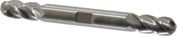 Accupro - 3/8" Diam, 3/4" LOC, 4 Flute Solid Carbide Ball End Mill - Uncoated, Double End, 3-1/2" OAL, 3/8" Shank Diam, Spiral Flute - Apex Tool & Supply