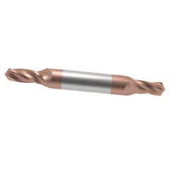 Accupro - 1/4" Diam, 1/2" LOC, 2 Flute Solid Carbide Ball End Mill - TiCN Finish, Double End, 2-1/2" OAL, 1/4" Shank Diam, Spiral Flute - Apex Tool & Supply