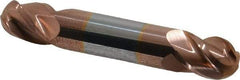 Accupro - 1/2" Diam, 5/8" LOC, 4 Flute Solid Carbide Ball End Mill - TiCN Finish, Double End, 3" OAL, 1/2" Shank Diam, Spiral Flute - Apex Tool & Supply
