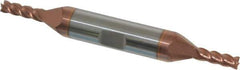 Accupro - 5/32", 7/16" LOC, 3/8" Shank Diam, 3" OAL, 4 Flute, Solid Carbide Square End Mill - Double End, TiCN Finish, Spiral Flute, 40° Helix, Centercutting, Right Hand Cut, Right Hand Flute - Apex Tool & Supply