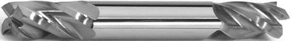 Accupro - 7/16", 7/8" LOC, 1/2" Shank Diam, 4" OAL, 4 Flute, Solid Carbide Square End Mill - Double End, TiCN Finish, Spiral Flute, 40° Helix, Centercutting, Right Hand Cut, Right Hand Flute - Apex Tool & Supply