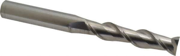 Accupro - 5/8", 3" LOC, 5/8" Shank Diam, 6" OAL, 2 Flute, Solid Carbide Square End Mill - Single End, Uncoated, Spiral Flute, 40° Helix, Centercutting, Right Hand Cut, Right Hand Flute - Apex Tool & Supply