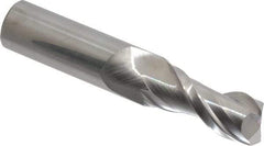 Accupro - 11/16", 1-1/2" LOC, 3/4" Shank Diam, 4" OAL, 2 Flute, Solid Carbide Square End Mill - Single End, Uncoated, Spiral Flute, 40° Helix, Centercutting, Right Hand Cut, Right Hand Flute - Apex Tool & Supply