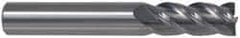 Accupro - 1/2", 1" LOC, 1/2" Shank Diam, 3" OAL, 4 Flute, Solid Carbide Square End Mill - Single End, AlTiN Finish, Spiral Flute, 40° Helix, Centercutting, Right Hand Cut, Right Hand Flute - Apex Tool & Supply