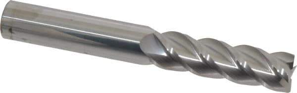 Accupro - 5/8", 2-1/8" LOC, 5/8" Shank Diam, 4-5/8" OAL, 4 Flute, Solid Carbide Square End Mill - Single End, Uncoated, Spiral Flute, 40° Helix, Centercutting, Right Hand Cut, Right Hand Flute - Apex Tool & Supply