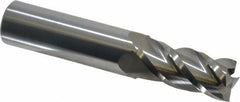 Accupro - 11/16", 1-1/2" LOC, 3/4" Shank Diam, 4" OAL, 4 Flute, Solid Carbide Square End Mill - Single End, Uncoated, Spiral Flute, 40° Helix, Centercutting, Right Hand Cut, Right Hand Flute - Apex Tool & Supply
