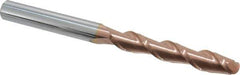 Accupro - 9/16" Diam, 3" LOC, 2 Flute Solid Carbide Ball End Mill - TiCN Finish, Single End, 6" OAL, 9/16" Shank Diam, Spiral Flute - Apex Tool & Supply
