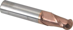 Accupro - 9/16" Diam, 7/8" LOC, 2 Flute Solid Carbide Ball End Mill - TiCN Finish, Single End, 3" OAL, 9/16" Shank Diam, Spiral Flute - Apex Tool & Supply