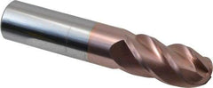 Accupro - 3/4" Diam, 1-1/2" LOC, 4 Flute Solid Carbide Ball End Mill - TiCN Finish, Single End, 4" OAL, 3/4" Shank Diam, Spiral Flute - Apex Tool & Supply