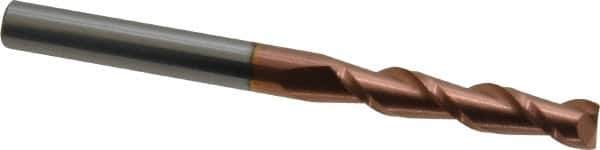 Accupro - 1/4", 1-1/4" LOC, 1/4" Shank Diam, 3" OAL, 2 Flute, Solid Carbide Square End Mill - Single End, TiCN Finish, Spiral Flute, 40° Helix, Centercutting, Right Hand Cut, Right Hand Flute - Apex Tool & Supply
