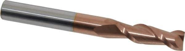 Accupro - 7/16", 1-3/8" LOC, 7/16" Shank Diam, 4" OAL, 2 Flute, Solid Carbide Square End Mill - Single End, TiCN Finish, Spiral Flute, 40° Helix, Centercutting, Right Hand Cut, Right Hand Flute - Apex Tool & Supply
