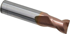 Accupro - 1/2", 5/8" LOC, 1/2" Shank Diam, 2-1/2" OAL, 2 Flute, Solid Carbide Square End Mill - Single End, TiCN Finish, Spiral Flute, 40° Helix, Centercutting, Right Hand Cut, Right Hand Flute - Apex Tool & Supply