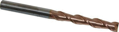 Accupro - 1/2", 3" LOC, 1/2" Shank Diam, 6" OAL, 2 Flute, Solid Carbide Square End Mill - Single End, TiCN Finish, Spiral Flute, 40° Helix, Centercutting, Right Hand Cut, Right Hand Flute - Apex Tool & Supply