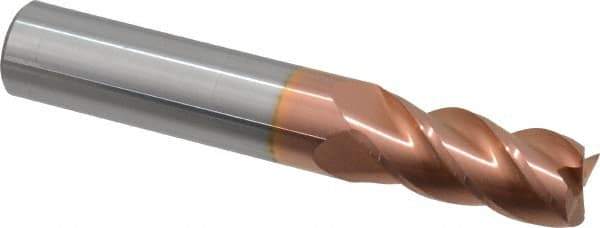 Accupro - 15/32", 1" LOC, 1/2" Shank Diam, 3" OAL, 4 Flute, Solid Carbide Square End Mill - Single End, TiCN Finish, Spiral Flute, 40° Helix, Centercutting, Right Hand Cut, Right Hand Flute - Apex Tool & Supply