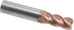 Accupro - 11/16", 1-1/2" LOC, 3/4" Shank Diam, 4" OAL, 4 Flute, Solid Carbide Square End Mill - Single End, TiCN Finish, Spiral Flute, 40° Helix, Centercutting, Right Hand Cut, Right Hand Flute - Apex Tool & Supply