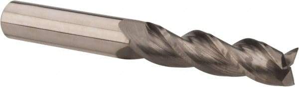 Accupro - 1/2", 2" LOC, 1/2" Shank Diam, 4" OAL, 3 Flute, Solid Carbide Square End Mill - Single End, Uncoated, Spiral Flute, 37° Helix, Centercutting, Right Hand Cut, Right Hand Flute - Apex Tool & Supply