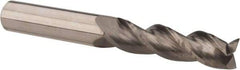 Accupro - 1/2", 2" LOC, 1/2" Shank Diam, 4" OAL, 3 Flute, Solid Carbide Square End Mill - Single End, Uncoated, Spiral Flute, 37° Helix, Centercutting, Right Hand Cut, Right Hand Flute - Apex Tool & Supply