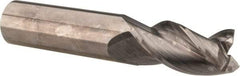 Accupro - 3/4", 1-1/2" LOC, 3/4" Shank Diam, 4" OAL, 3 Flute, Solid Carbide Square End Mill - Single End, Uncoated, Spiral Flute, 37° Helix, Centercutting, Right Hand Cut, Right Hand Flute - Apex Tool & Supply