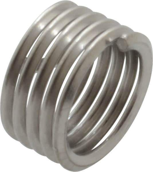 Recoil - 1/4-28 UNF, 1/4" OAL, Free Running Helical Insert - 5 Free Coils, Tanged, Stainless Steel, Bright Finish, 1D Insert Length - Apex Tool & Supply