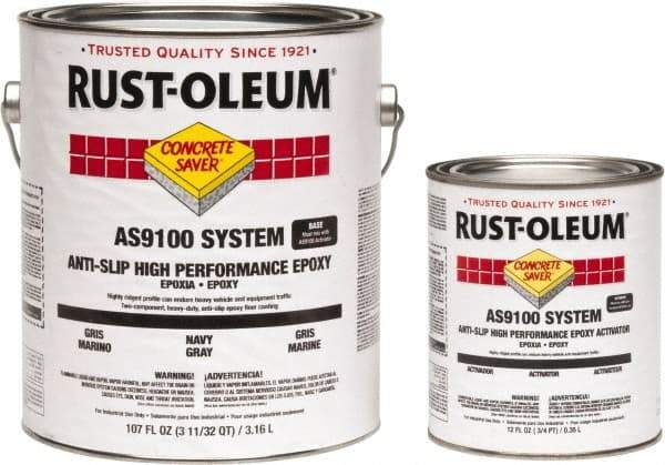 Rust-Oleum - 1 Gal Kit Gloss Navy Gray Antislip Epoxy - 40 to 60 Sq Ft/Gal Coverage, <250 g/L VOC Content - Apex Tool & Supply