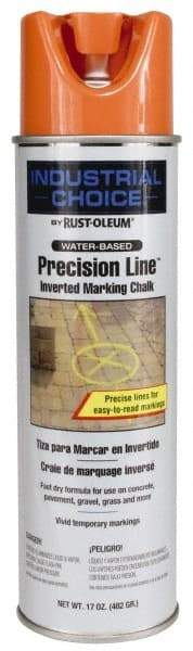 Rust-Oleum - 17 fl oz Orange Marking Chalk - 500' to 530' Coverage at 1-1/4" Wide, Water-Based Formula - Apex Tool & Supply