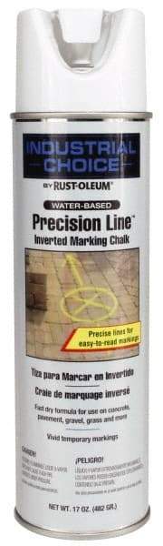 Rust-Oleum - 17 fl oz White Marking Chalk - 500' to 530' Coverage at 1-1/4" Wide, Water-Based Formula - Apex Tool & Supply