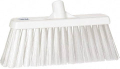 Vikan - 12" Heavy Duty Synthetic Push Broom - 4" Bristle Length, Plastic Block, European Threaded Handle Connection - Apex Tool & Supply