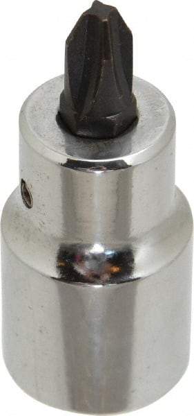 Proto - 1/2" Drive, #3 Point, Phillips Screwdriver Socket - 2-5/32" OAL - Apex Tool & Supply