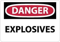 NMC - "Danger - Explosives", 10" Long x 14" Wide, Aluminum Safety Sign - Rectangle, 0.04" Thick, Use for Accident Prevention - Apex Tool & Supply
