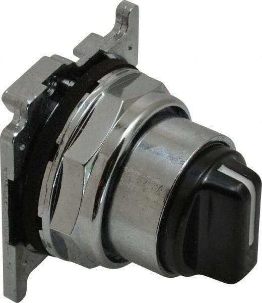 Eaton Cutler-Hammer - 30-1/2mm Mount Hole, 3 Position, Knob Operated, Selector Switch with Cam and Cap - Black, Maintained (MA) - Momentary (MO) - Apex Tool & Supply