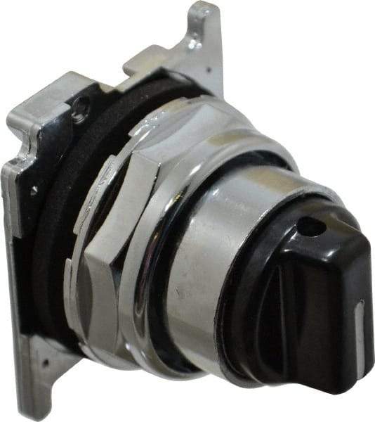Eaton Cutler-Hammer - 30-1/2mm Mount Hole, 3 Position, Knob Operated, Selector Switch with Cam and Cap - Black, Maintained (MA) - Momentary (MO) - Apex Tool & Supply