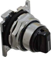 Eaton Cutler-Hammer - 30-1/2mm Mount Hole, 3 Position, Knob Operated, Selector Switch with Cam and Cap - Black, Maintained (MA) - Momentary (MO) - Apex Tool & Supply